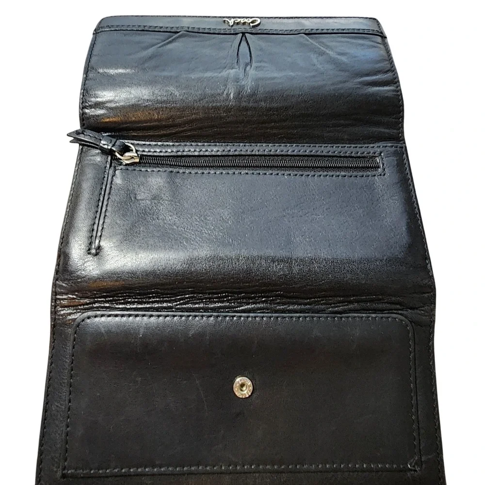 Coach Black Leather Slim Envelope Wallet with Exterior Zipper Pocket Classic‎